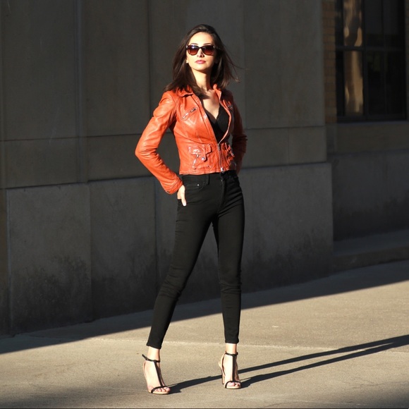 🍊🧡Burnt orange genuine leather jacket extremely soft - Picture 2 of 10